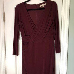 LOFT Burgundy Long Sleeve Dress
